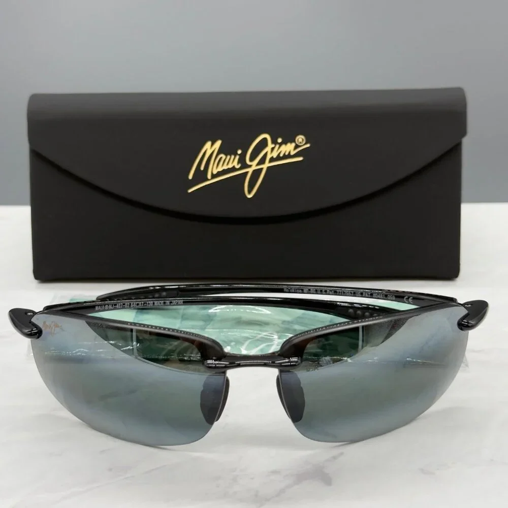 Maui Jim 407-02 Ho'okipa Sunglasses Gloss Black Frame Grey Polarized Lens